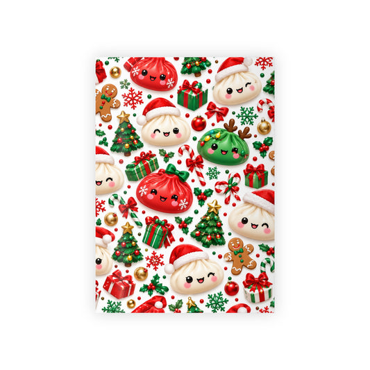 Christmas Dumpling Gift Wrap Roll — Cute Holiday Wrapping Paper with Santa Dumplings, Trees & Gifts