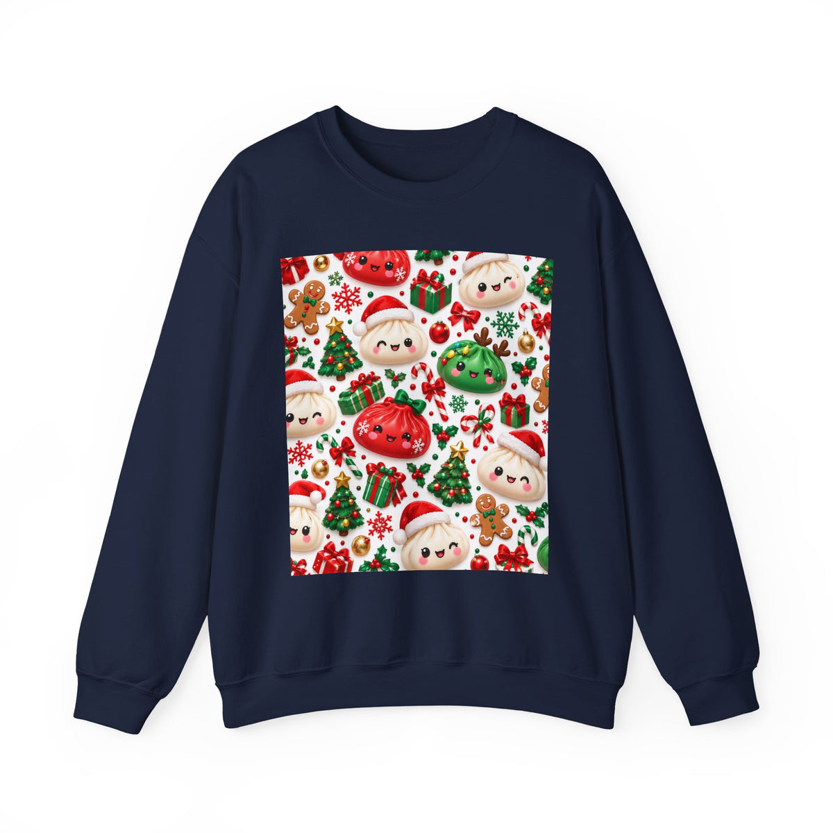 Cute Christmas Sweater Crewneck — Kawaii Santa & Holiday Sweets Pattern