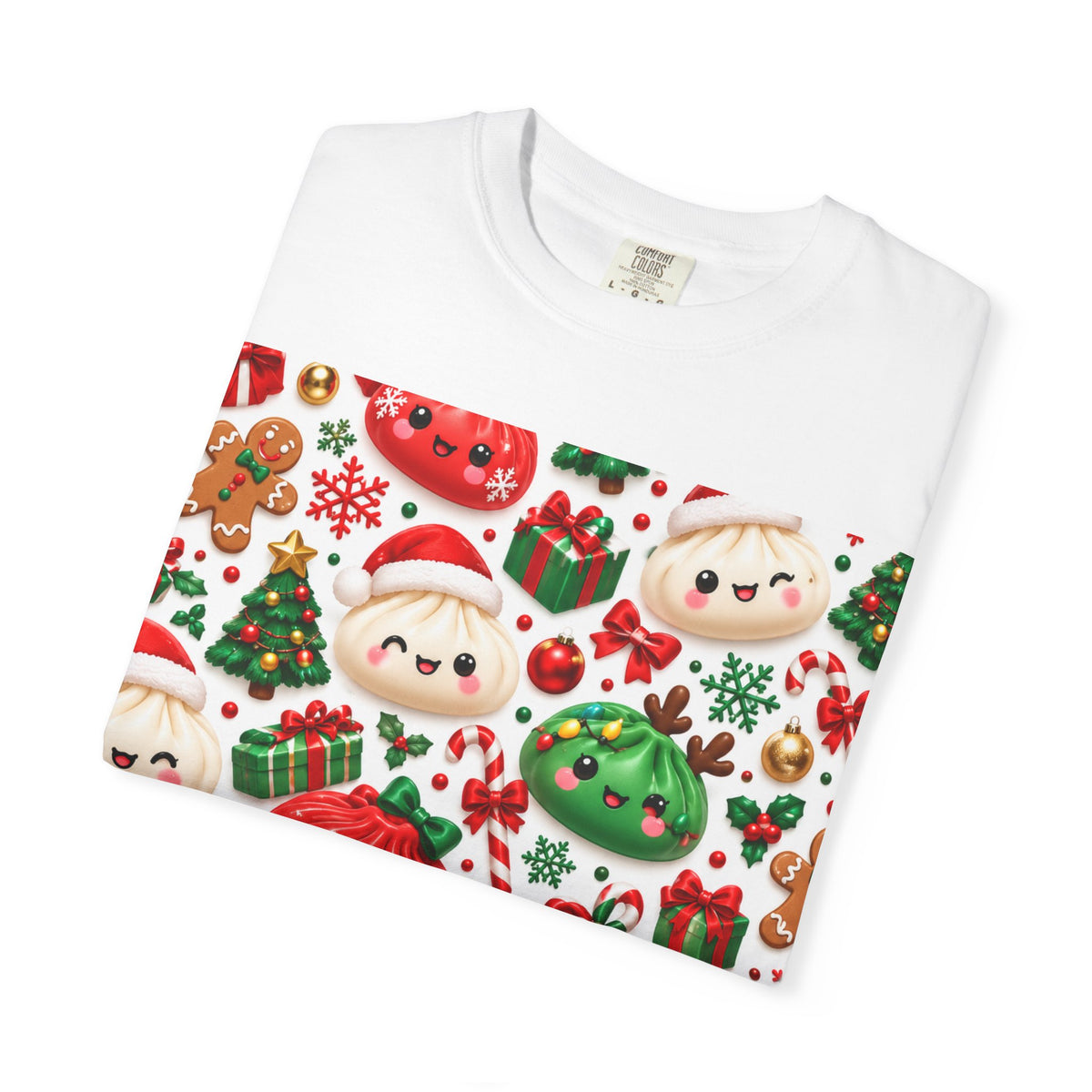 Cute Christmas Dumplings T-Shirt — Kawaii Holiday Food Pattern