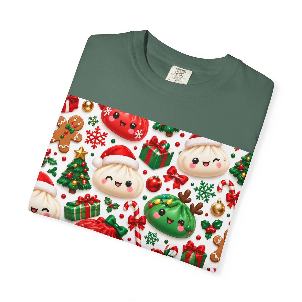 Cute Christmas Dumplings T-Shirt — Kawaii Holiday Food Pattern