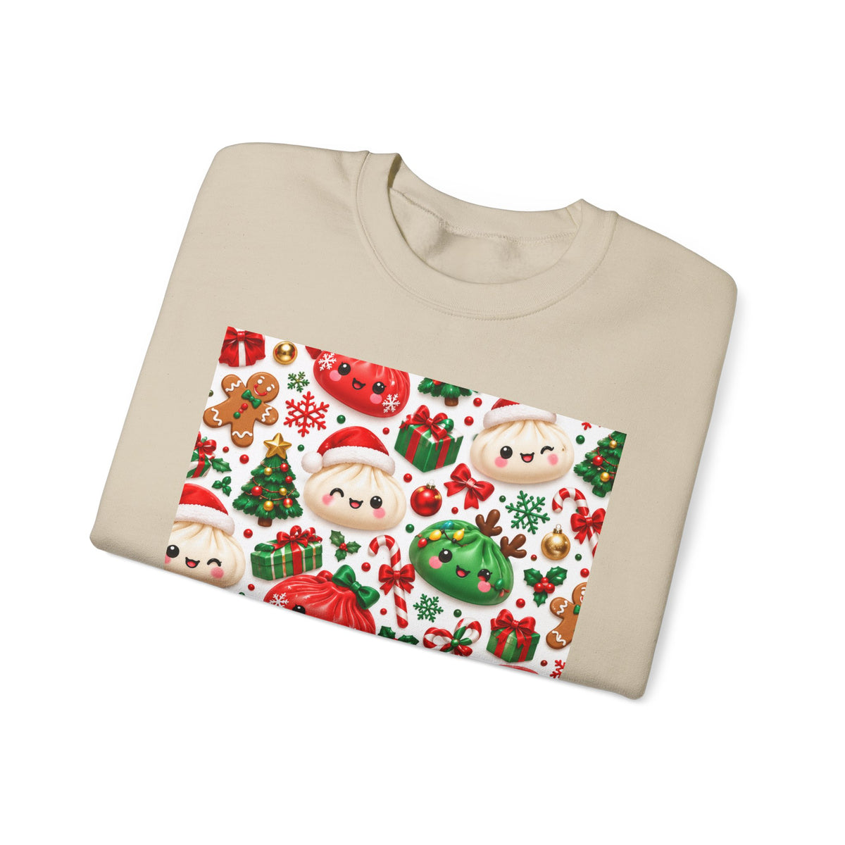 Cute Christmas Sweater Crewneck — Kawaii Santa & Holiday Sweets Pattern