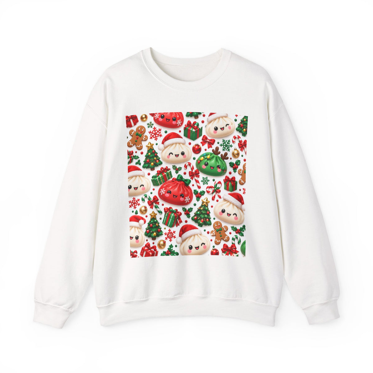 Cute Christmas Sweater Crewneck — Kawaii Santa & Holiday Sweets Pattern