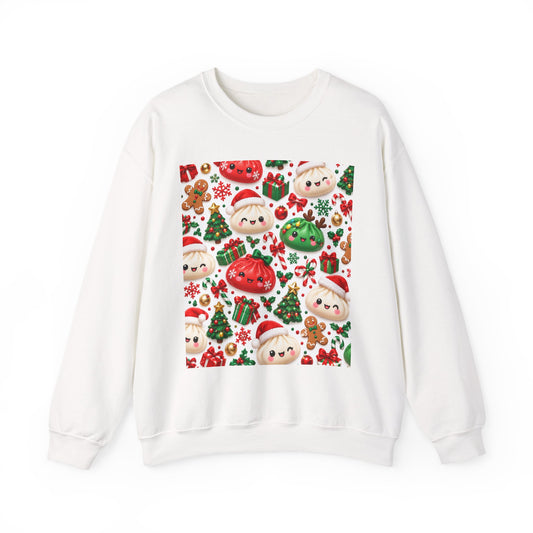Cute Christmas Sweater Crewneck — Kawaii Santa & Holiday Sweets Pattern