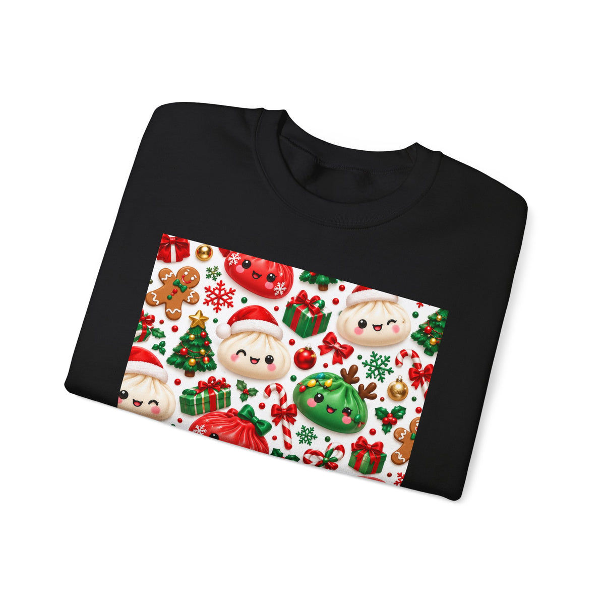 Cute Christmas Sweater Crewneck — Kawaii Santa & Holiday Sweets Pattern