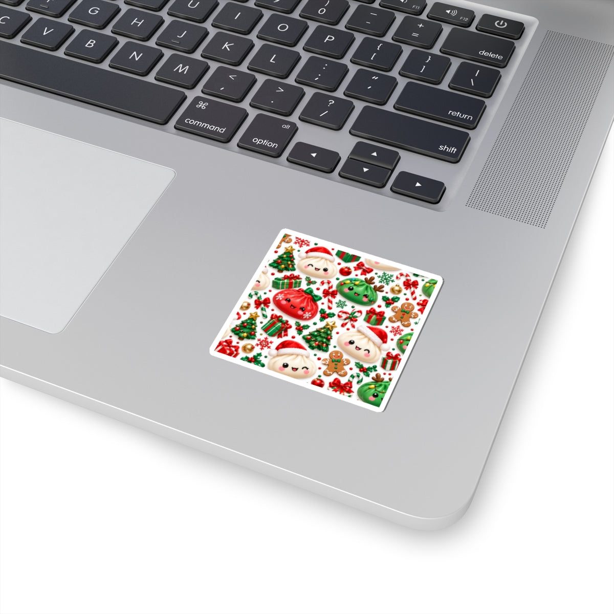 Cute Christmas Dumpling Sticker — Holiday Kawaii Kiss-Cut Stickers (Trees, Gifts & Gingerbread)