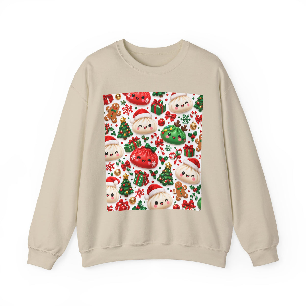 Cute Christmas Sweater Crewneck — Kawaii Santa & Holiday Sweets Pattern