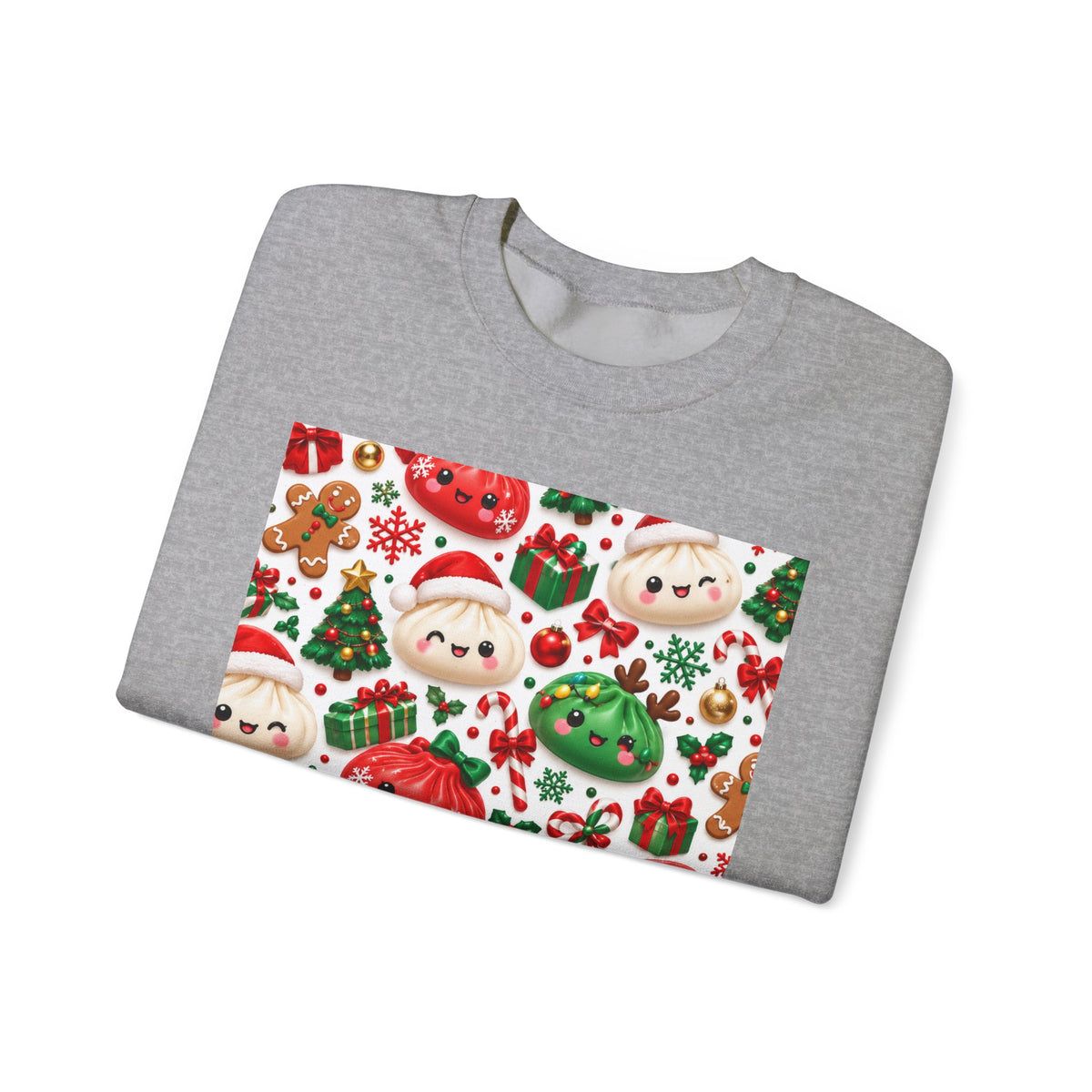 Cute Christmas Sweater Crewneck — Kawaii Santa & Holiday Sweets Pattern
