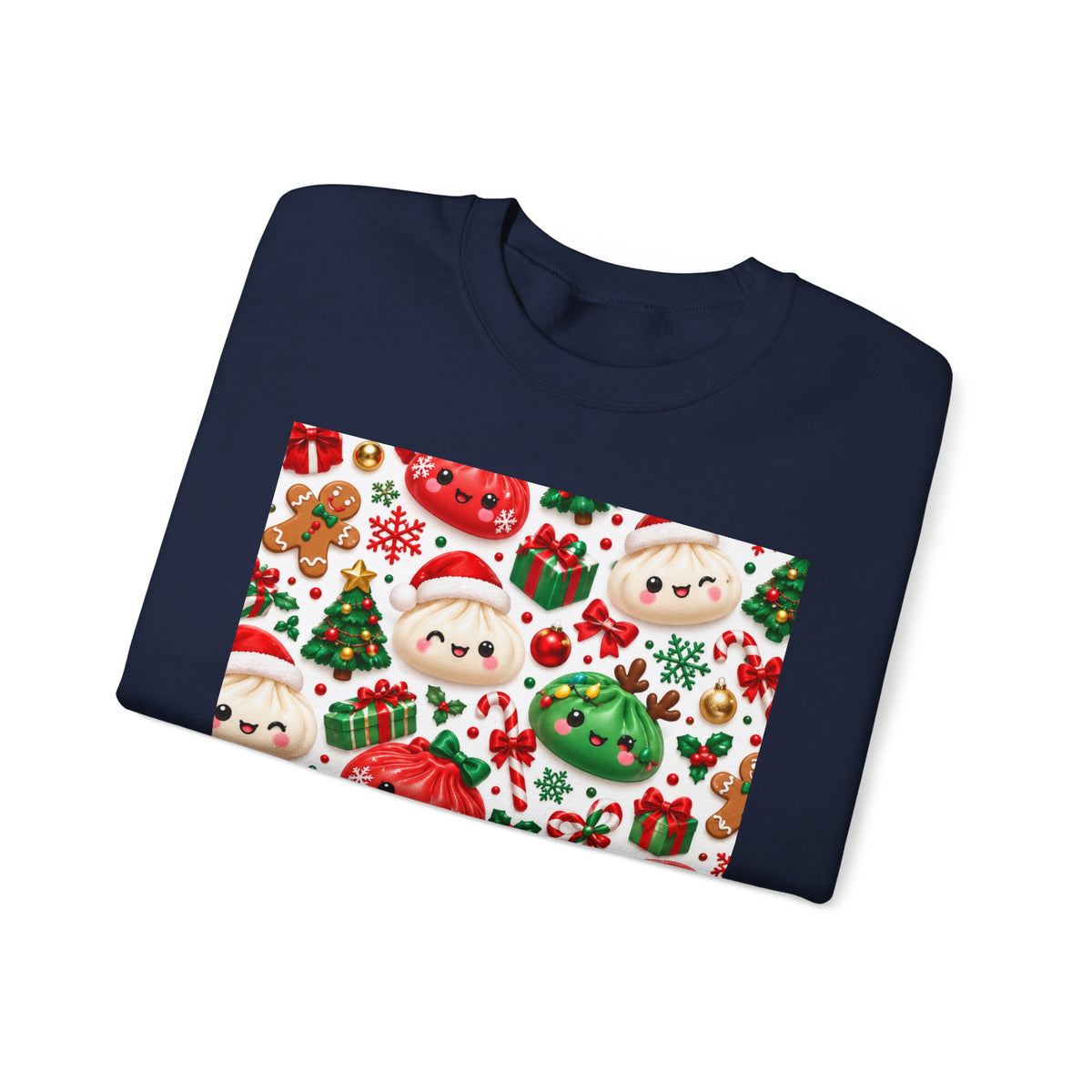 Cute Christmas Sweater Crewneck — Kawaii Santa & Holiday Sweets Pattern
