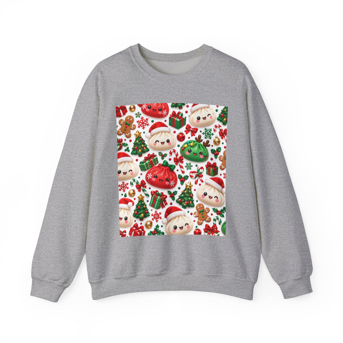 Cute Christmas Sweater Crewneck — Kawaii Santa & Holiday Sweets Pattern
