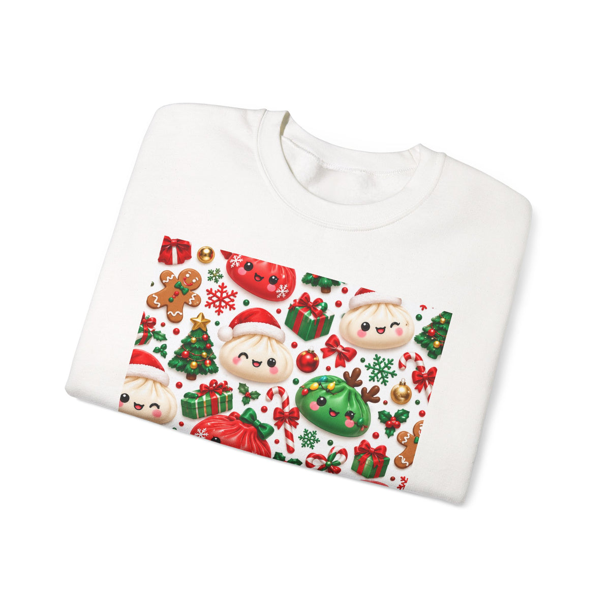 Cute Christmas Sweater Crewneck — Kawaii Santa & Holiday Sweets Pattern