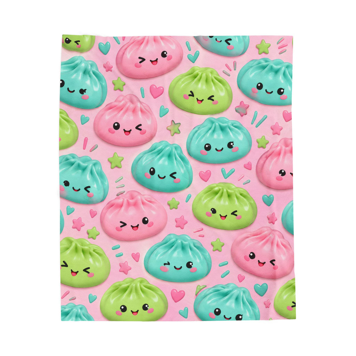 Velveteen Plush Blanket — Cute Dumpling Pattern Plush Throw for Kids & Teens